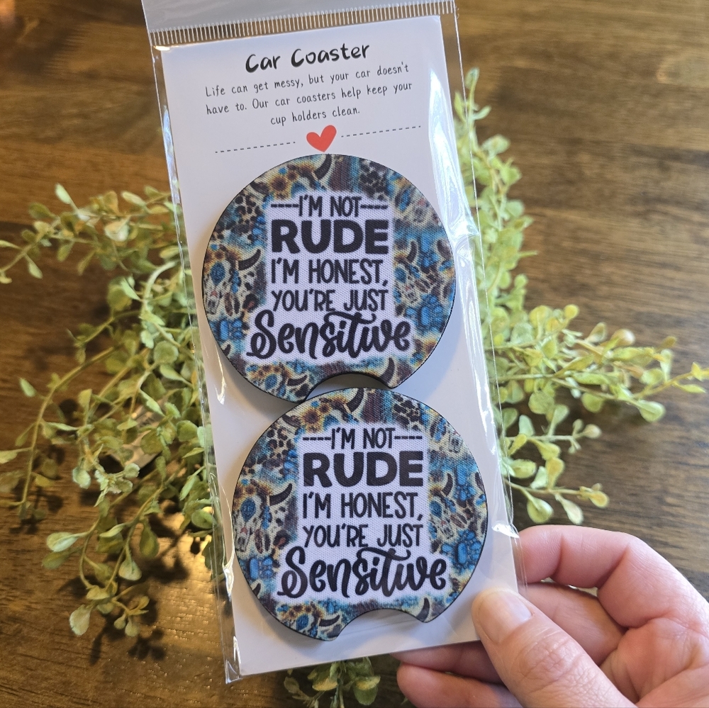 Blue Leopard Print Car Coaster Set